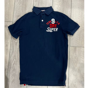 Superdry The Applique Polo Shirt Navy Men's S Embroidered Short Sleeve Collared